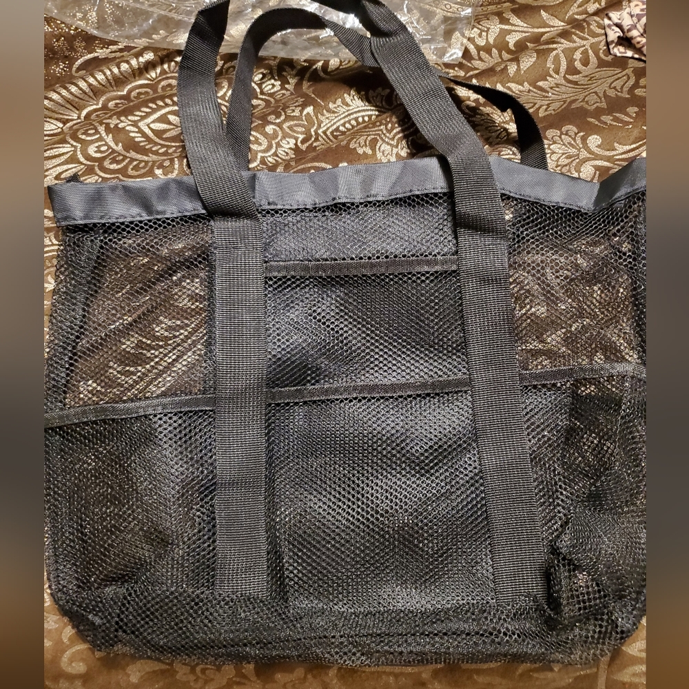 NWOT-  Black Mesh Beach Tote